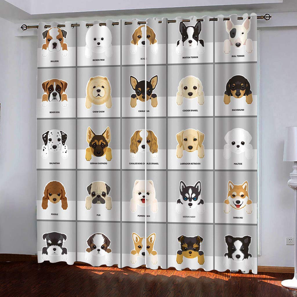 Rideau occultant anti froid et thermique motif imprimé chien pour la chambre