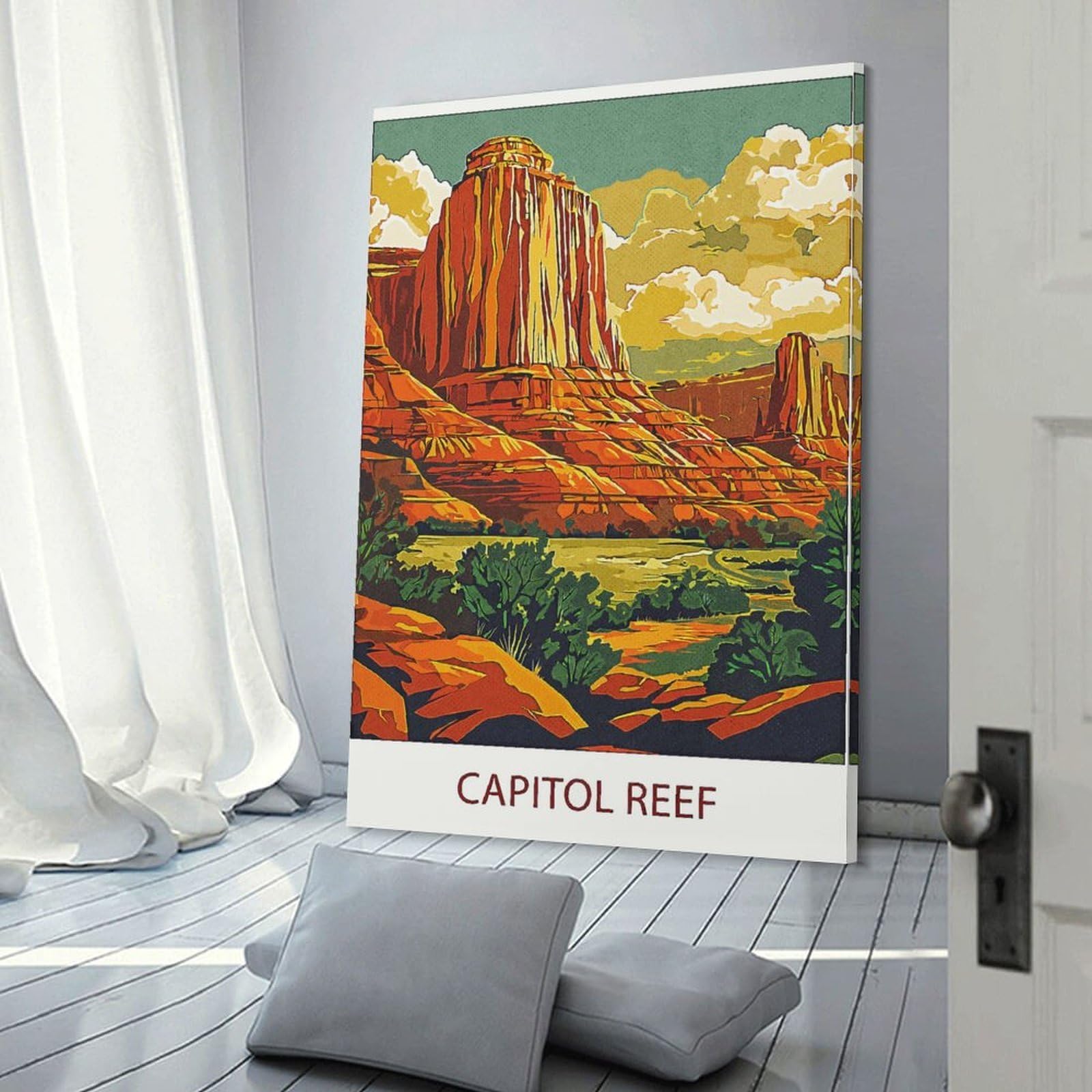 Junmoney Frame-Style-9 Capitol Reef National Park(2) Hanging Wall Art 24X36inch(60X90cm), For Front Hall, Corridor Or Welcome Spaces, Wall Decor To Refresh Empty Corners