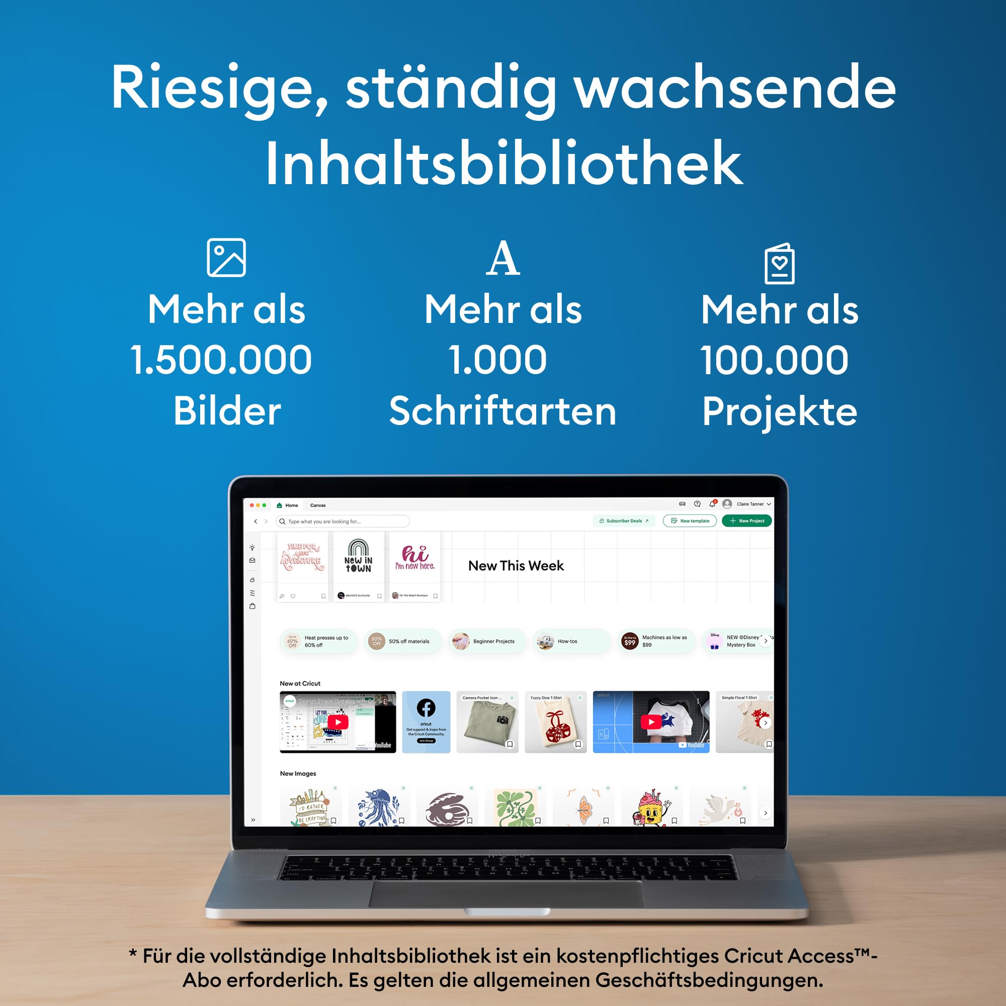 Cricut Explore® 5 Essential Bundle + Digitale Inhalte. Intelligente Schneidemaschine – perfekt für Projekte wie individuelle Vinyl-Aufkleber, T-Shirts, vollfarbige Sticker, Karten und mehr