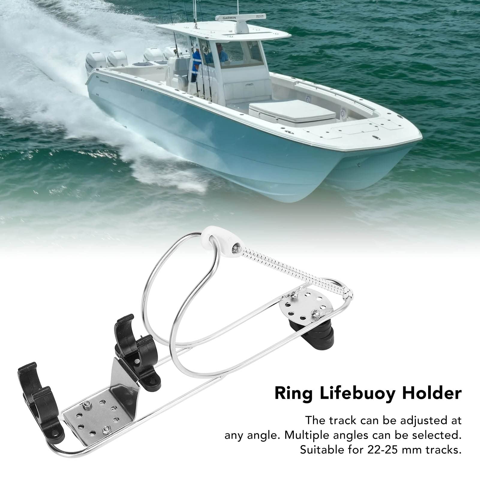316 Stainless Steel Marine Horseshoe Life Buoy Holder - Adjustable Ring Bracket For Boat Rail Mount