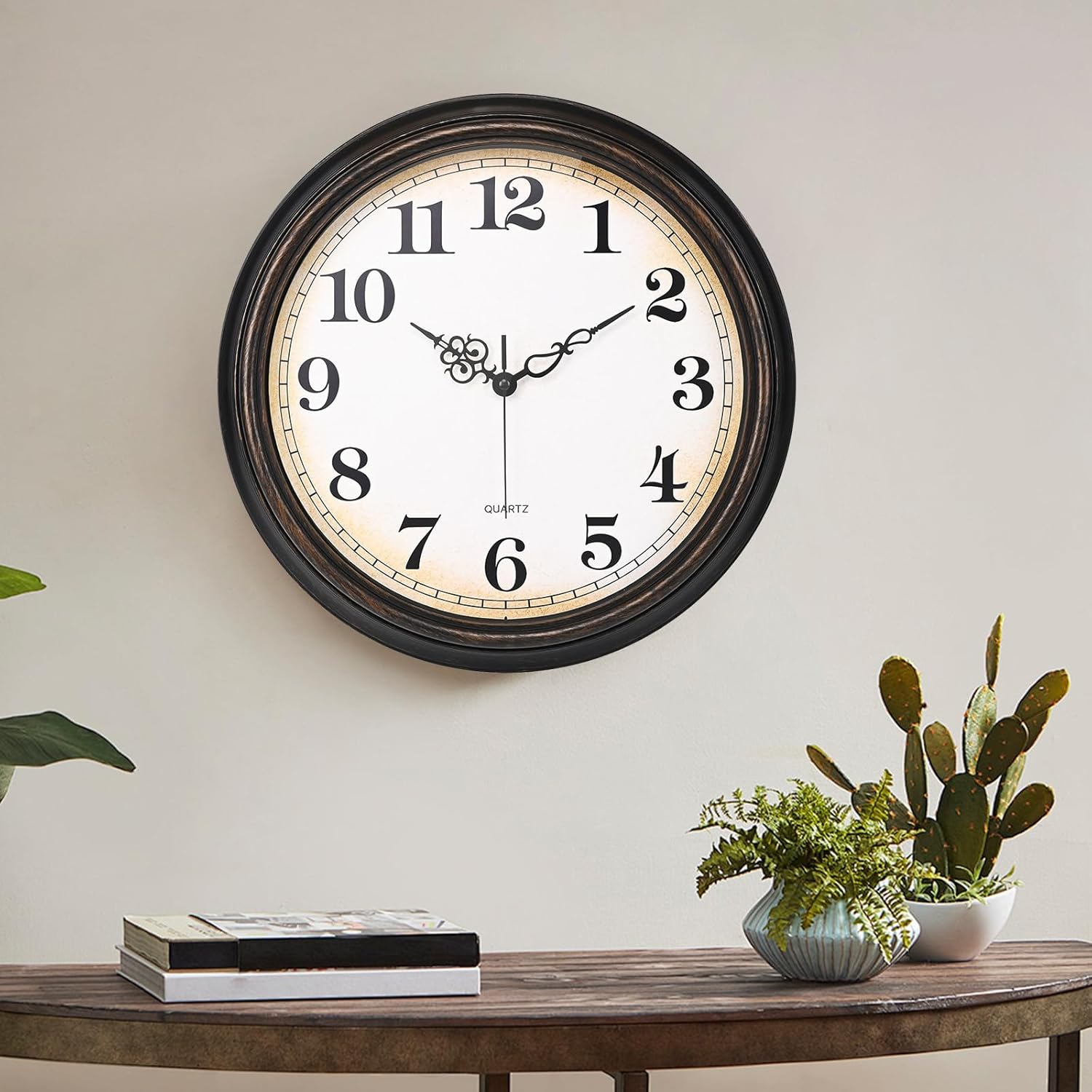 Yoiolclc Large Wall Clock 16 Inch Silent Non-Ticking Vintage Wall Clocks Battery Operated for Living Room Office School (Bronze)