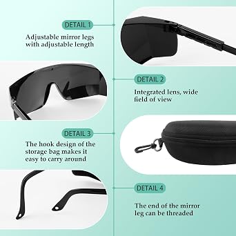 Hemlosk Laser and Pulsed Light Safety Goggles, IPL 190-540nm Laser Safety Glasses, UV Protection, Pulsed Light Hair Remover, UV400 Tanning Goggles Cosmetology Eye Protection