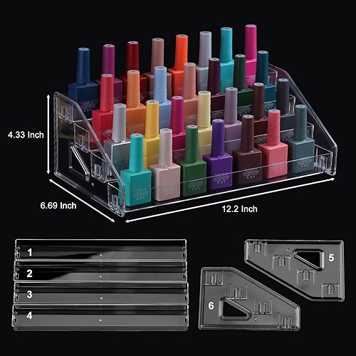 Miniatura 6 de Organizador de esmalte de uñas, soporte de exhibición de lentes de acrílico transparente, estante de almacenamiento de aceite esencial, bandeja de