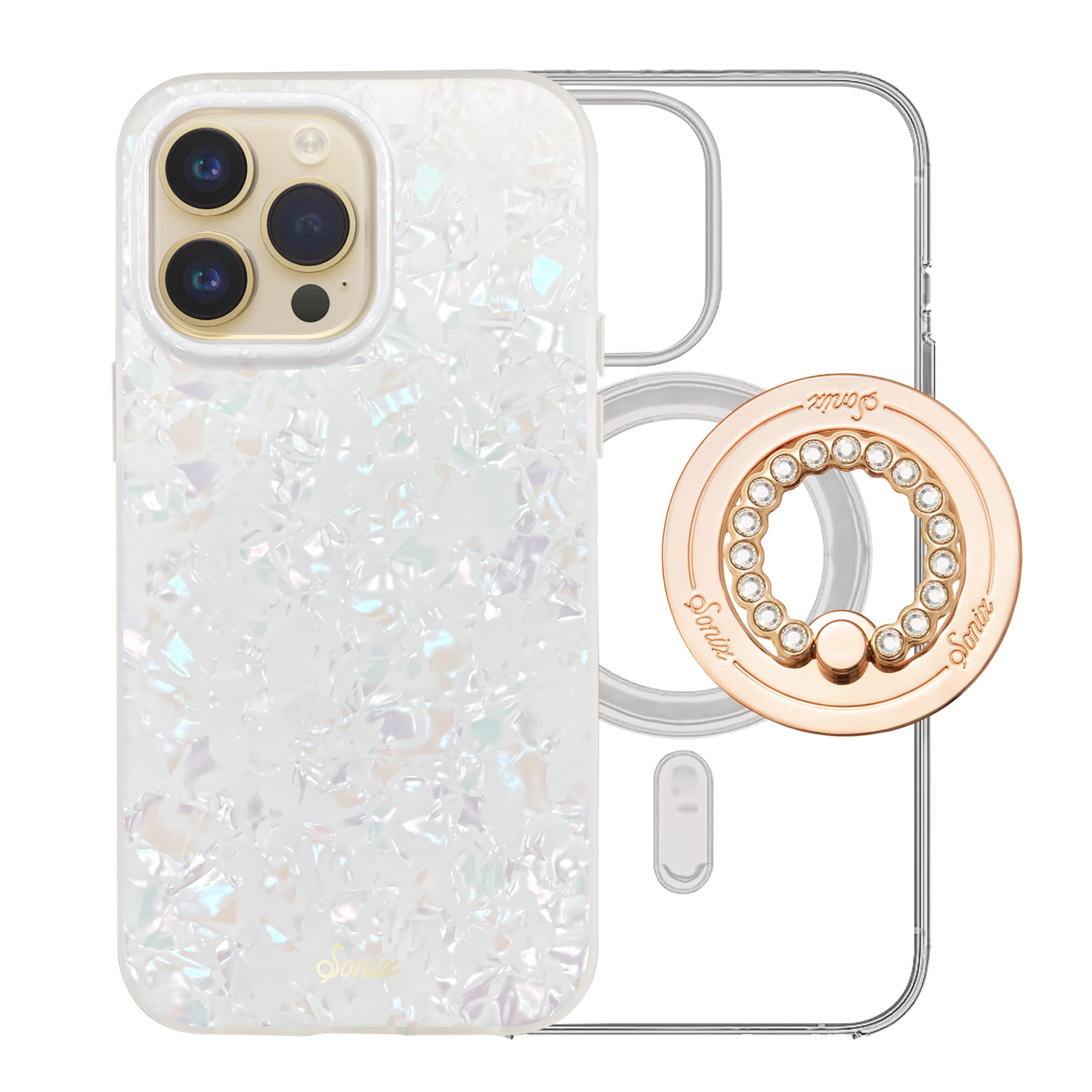 Amazon.com: Sonix Pearl Tort Case + Magnetic Ring (Gold) for