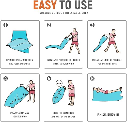 Miniatura 4 de Tumbona inflable Sofá Hamaca Portátil Diseño impermeable antifugas de aire - Forma de almohada La parte superior para mayor comodidad - para acampar