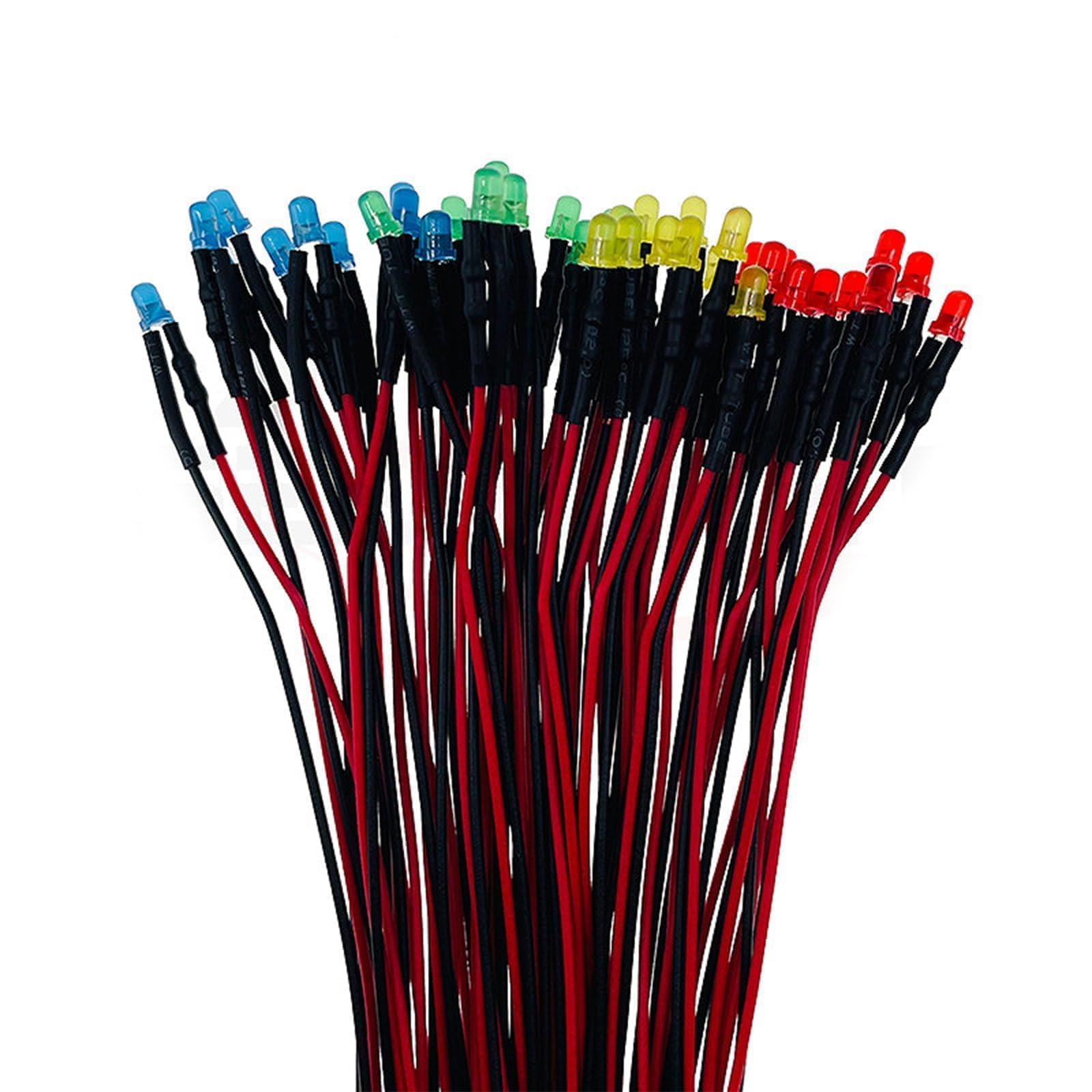 50PCS 12 V 3 mm Diodi a emissione di luci a LED pre-cablati Micro Led Diodi Diffusa Lente Colorata per Modello Assortimento Kit
