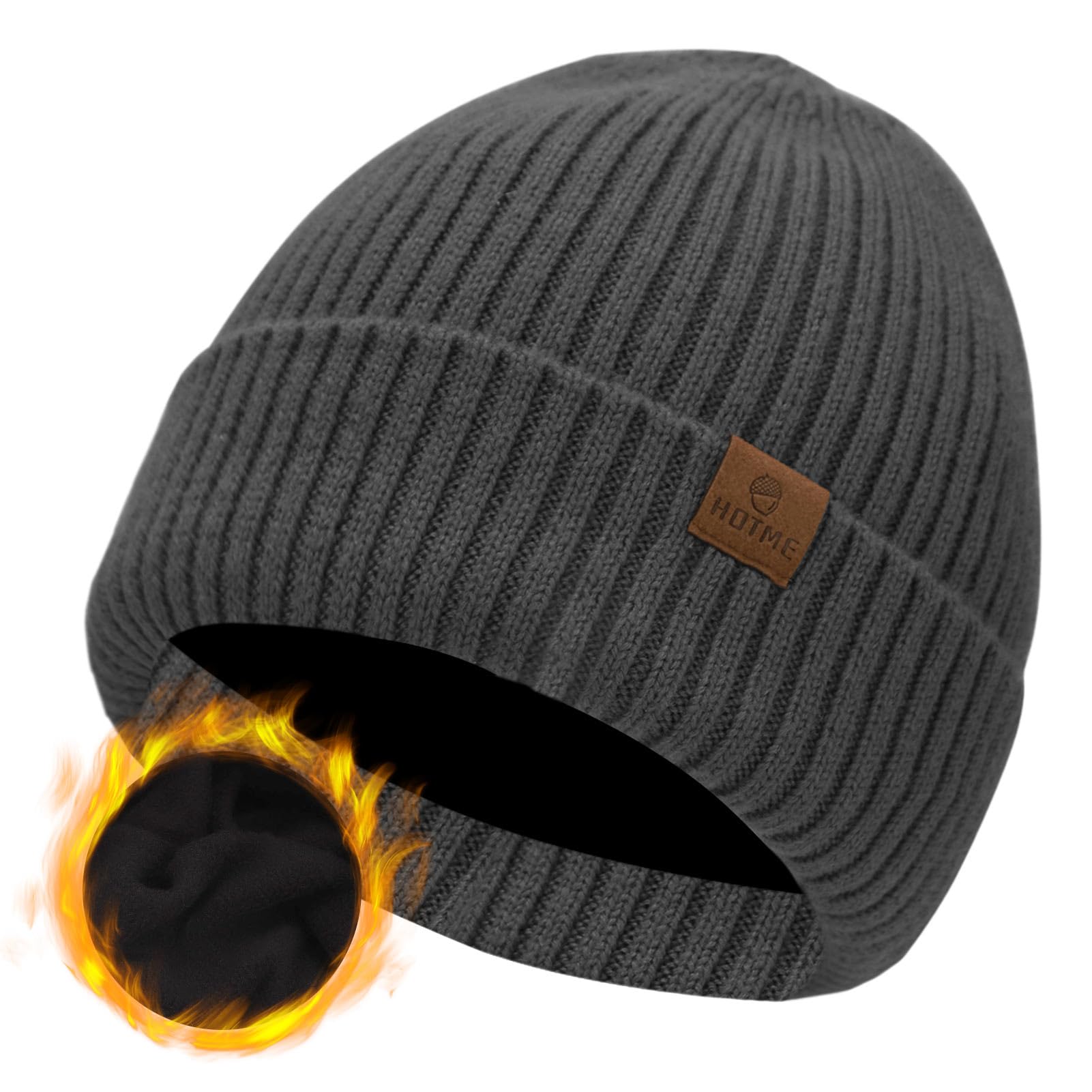 ZTL Merino Wool Beanie Hat for Men Women, Thick Warm Fleece Lined Knit  Winter Hats Cuffed Beanie Stocking Hat Ski Skull Cap