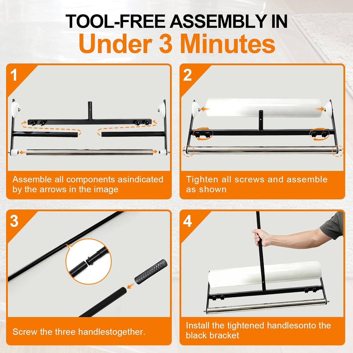 Carpet Film Applicator,Adjustable 24-36 Inch Width for Floor Protection | Durable steel construction|No-tool assembly in 2-3 min|One-person operation for Home Renovation, Moving & Property Staging