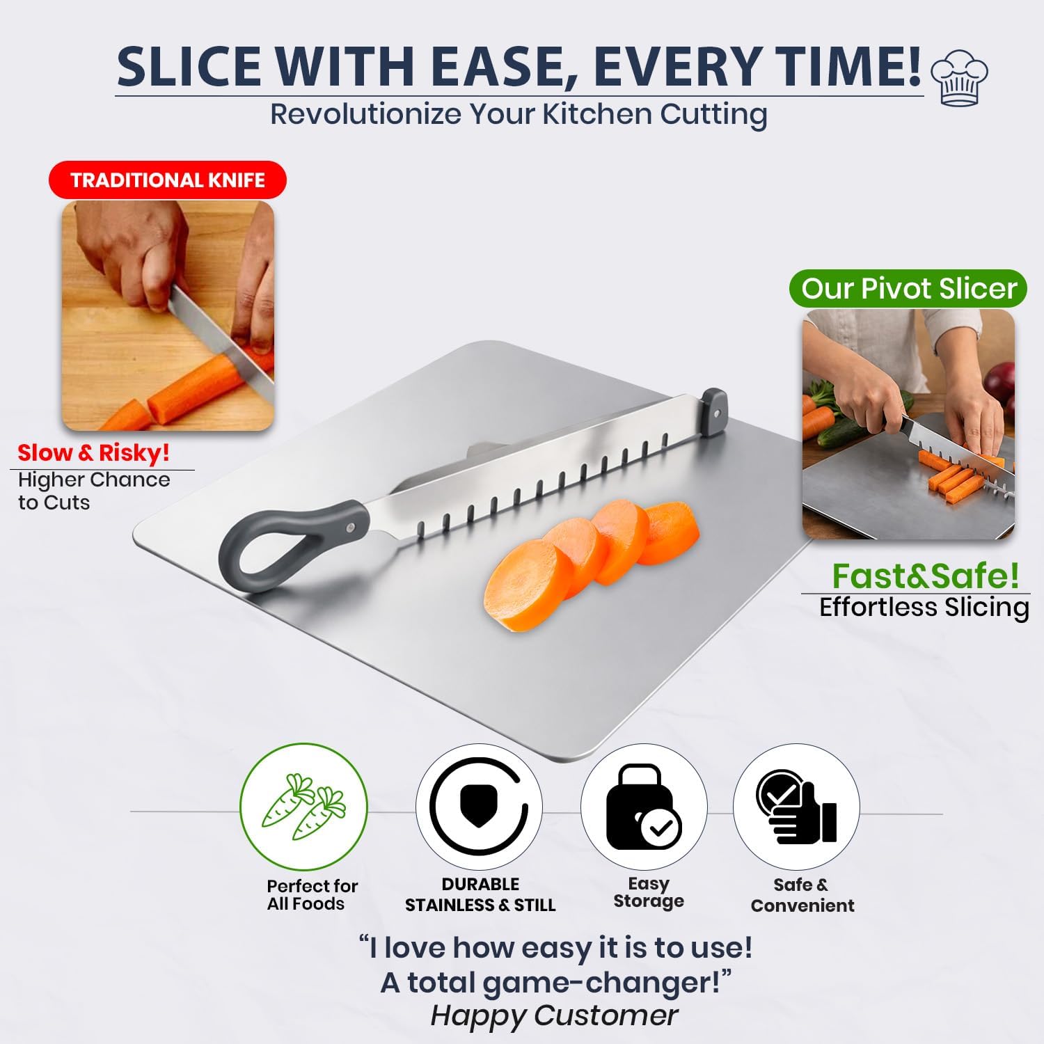 SR 304 Stainless Steel Chopping Board with Knife for Kitchen | 2 in 1 Chopping Board for Cutting Vegetables, Meat | SS Choping Board with Knife Set | Cutting & Choping Board | Kitchen Tools(25x35) — Amazon image 5