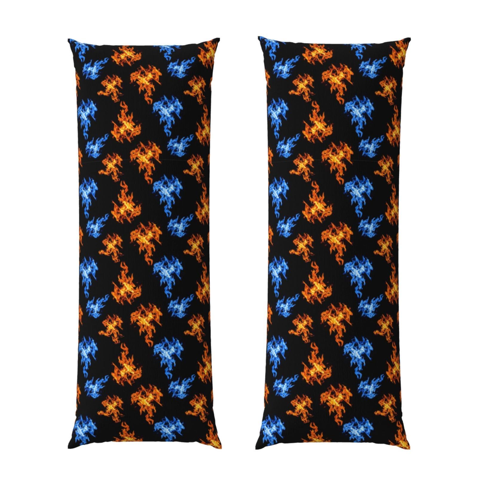 Body Pillow Cover 20x60 Red and Blue Fire, Premium Velvet Long Pillowcase with Hidden Zipper, Breathableffy Rectangular Case for Bedroom Home