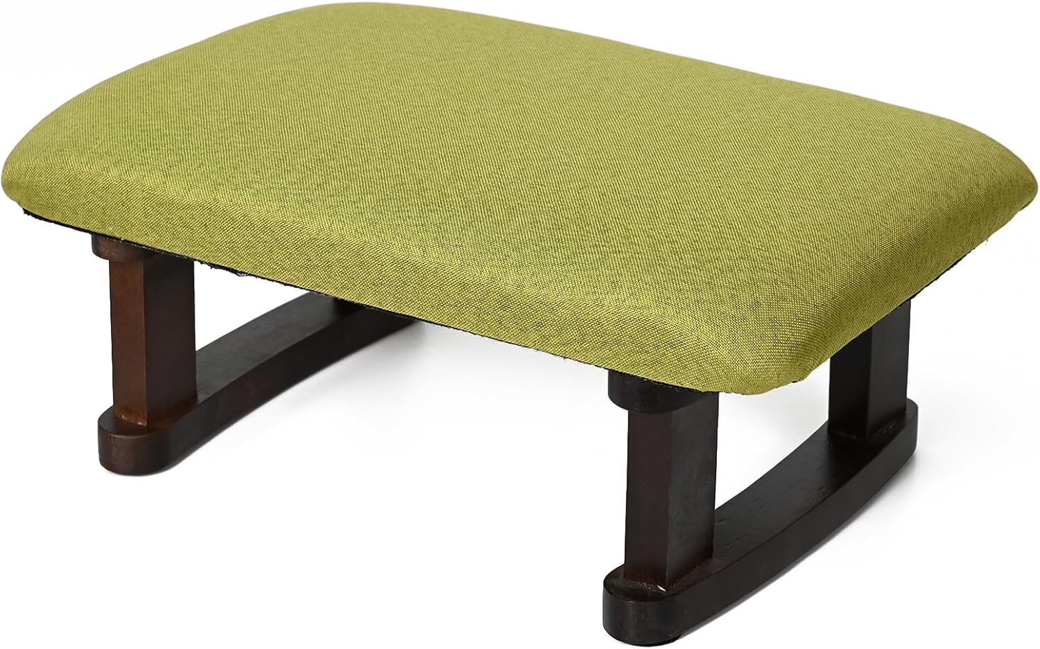 Small Footstool Office Under Desk Ottoman Padded Hassock 16.1"(41cm) x 6.7"(17cm) with Wooden Legs Modern Living Room Bedroom Work Nail Salon Compact Footrest Stool Relaxation Rest Foot Stool (Green)