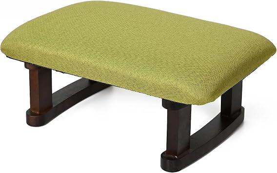 Small Foot Stool Office Under Desk Ottoman Padded Hassock 16.1"41cm x 6.7"17cm Wood Legs Modern Living Room Bedroom Work Nail Salon Compact Footrest Stool Relaxation Rest Foot Stool Green