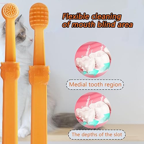Miniatura 2 de VIRHWOEA Juego de 2 cepillos de dientes de nano silicona para perros con caja de almacenamiento, kit de cepillado suave de dientes para perros y