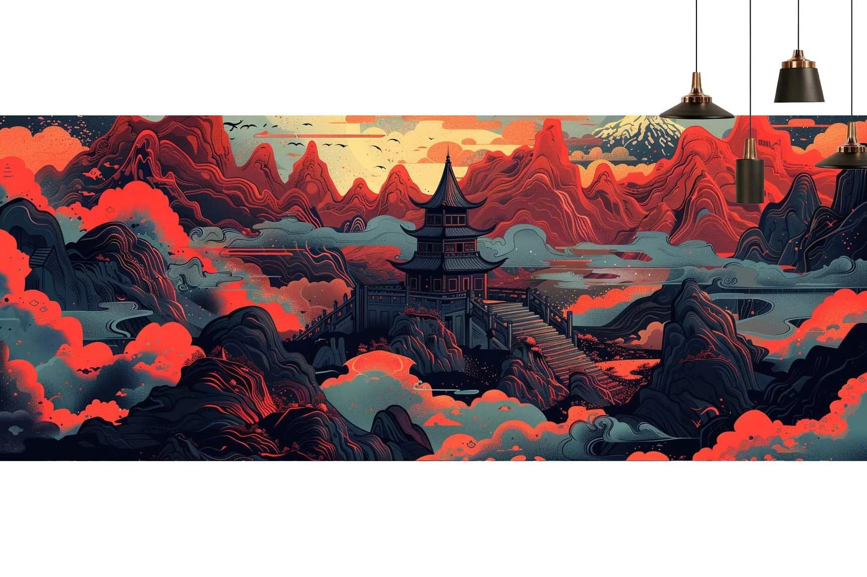 Japon Diamond Painting Montagne Diamond Painting Enfant Broderie Kit Complet, 5D Peinture Diamant Point de Croix Cristal Artisanat,DIY Tableau Strass Diamant Canevas Débutant Kit, Gifts 50x100cm M704