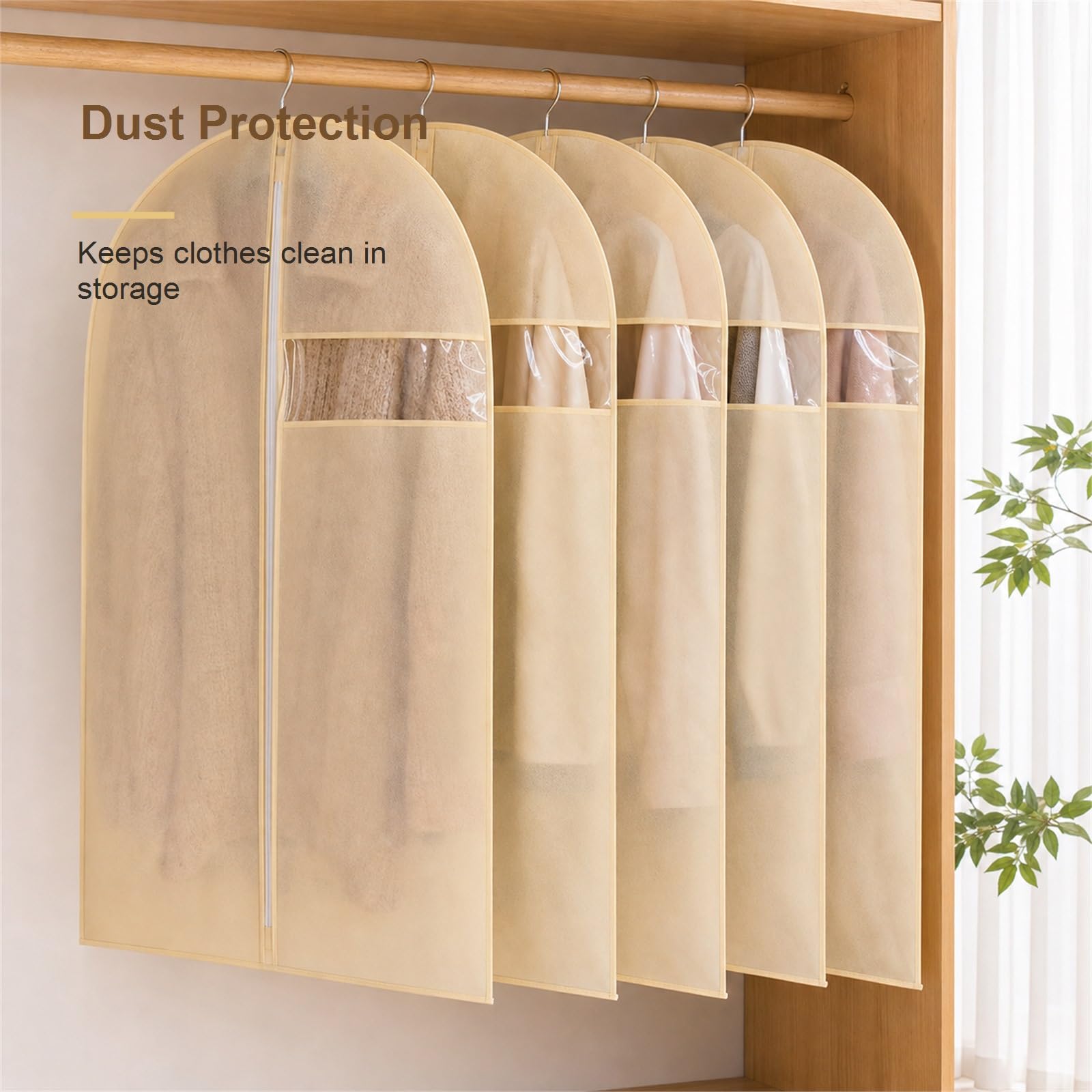 Kleider Staubbeutel,Kleiderhülle,Durchscheinende Kleiderschutz Hülles,Staubdicht,Atmungsaktiv,Feuchtigkeitsbeständig,für Anzüge,Kleider,Mäntel,Jacken,Hemden,Pullover und Übermäntel