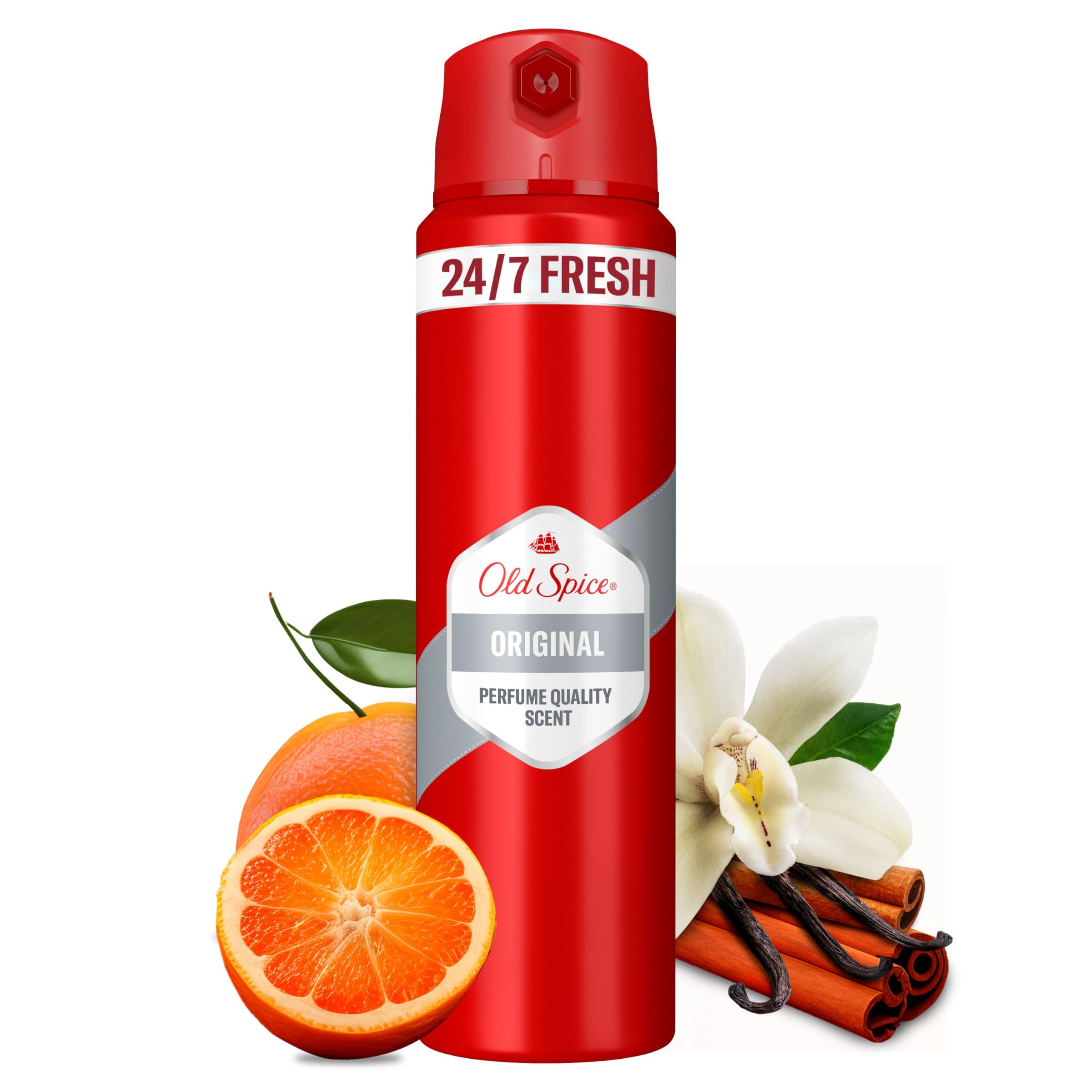 Old Spice Original Desodorante Corporal En Spray Para Hombres 150 ml, Fresco 24 Horas, Todos Los Días Con Uso Diario, Perfume Duradero, Fragancia Excepcional, Protección Contra El Mal Olor