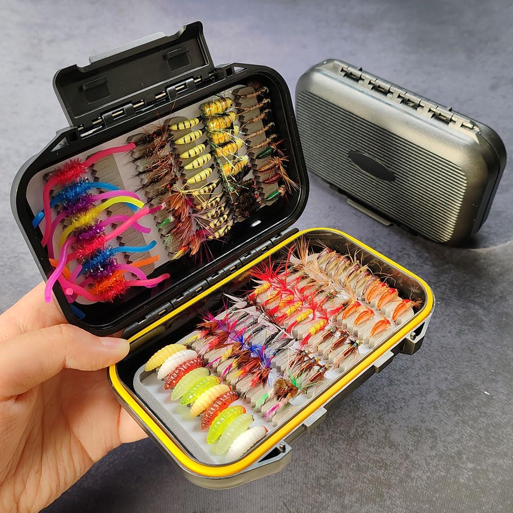 99Pcs/Box Fly Fishing Kit with Dry/Wet Flies Nymphs Fishing for Trout Fishing Lures