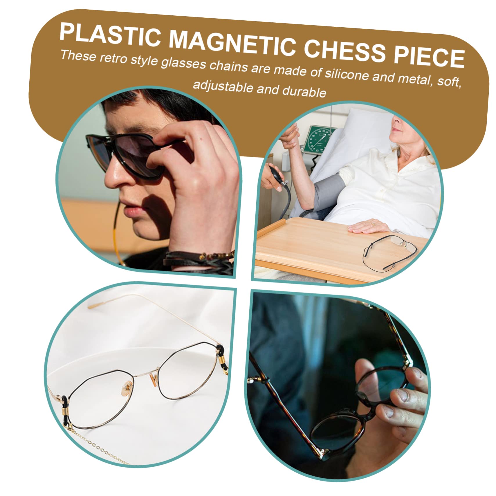 Ipetboom Supports de Chaîne pour Lunettes Antidérapants 20 Pièces Réglables