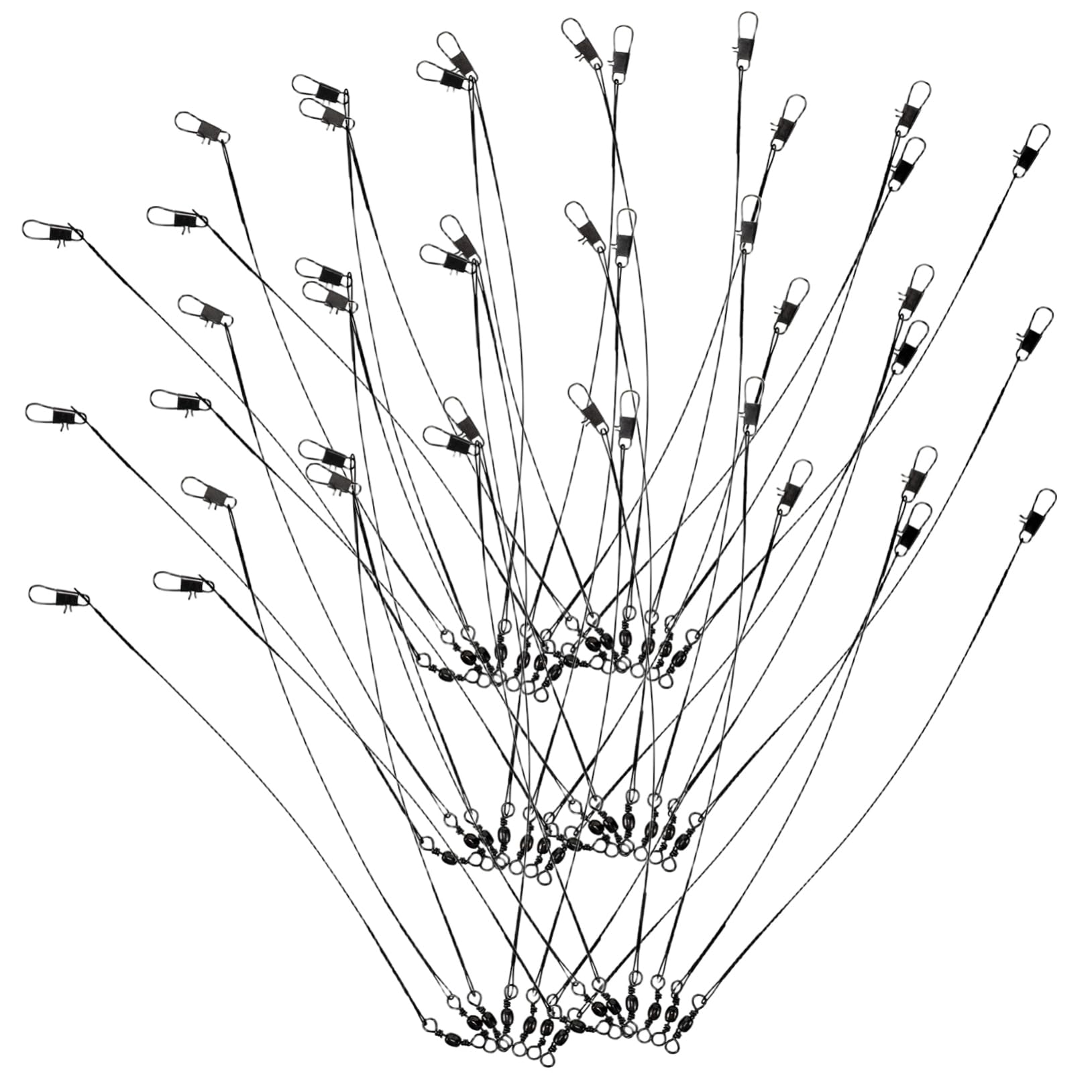 SUPVOX 50pcs Fishing Wire Leader with Swivel Nylon Fishing Line Essential Accessory