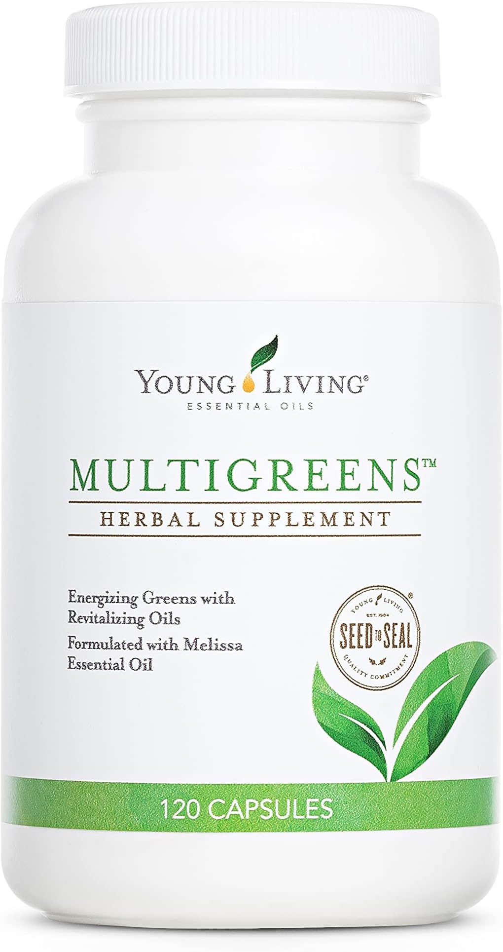 MultiGreens - Herbal Supplement - formulated with Melissa Essential Oil - 120 Capsules