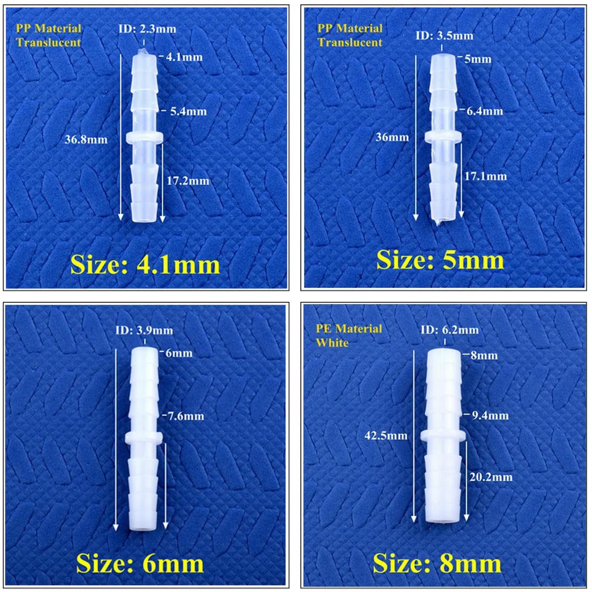 5 ~ 200 conectores directos de plástico de grado alimenticio de 4 a 14 mm de diámetro igual para acuario, pecera, bomba de aire, manguera, manguera, accesorios de tubería de agua, 200 piezas, 8-8 mm