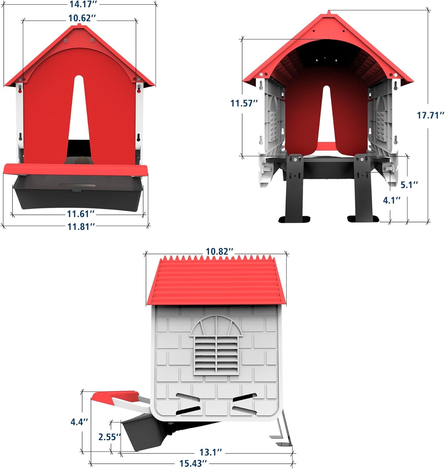 Roll Away Chicken Nesting Box, 13° Auto Egg Collection Tray, Clip-Lock Decoy Egg & 3 Jute Pads, Enclosed Easy-to-Clean Hen House, Indoor & Outdoor Chicken Coop Accessory(1Pack)