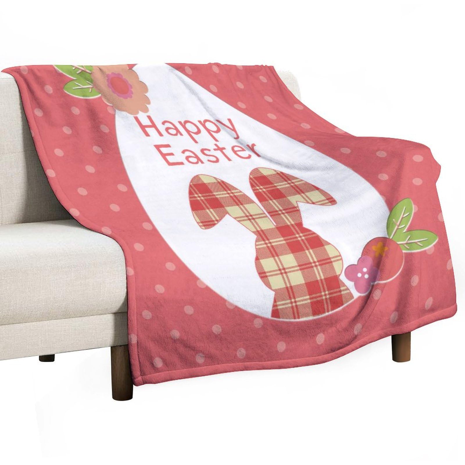 Couverture chaude et légère lapin de Pâques pour lit enfant 100x125