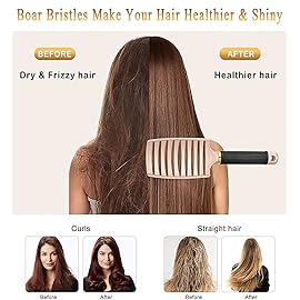 KTKUDY Detangling Brush Getting Knots Out without Pain - Boar Bristles HairBrush Make Hair Shiny & Healthier Vented Detangler Brush for Women Men Kids Wet and Dry Hair (Gold & Green)