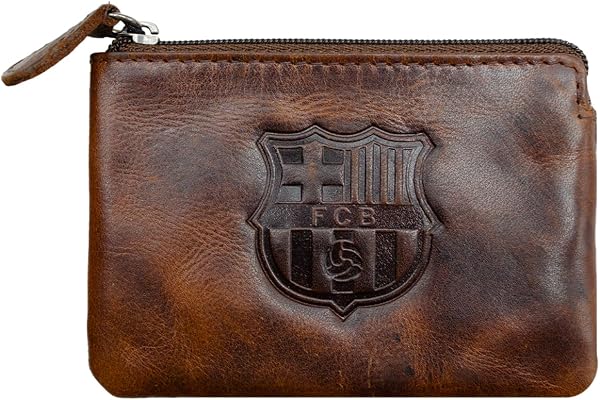 Monedero Piel FC Barcelona con Escudo Grabado | Mini Cartera Compacta con Cremallera | Accesorio Oficial Licenciado para Aficionados (Negro) - 4