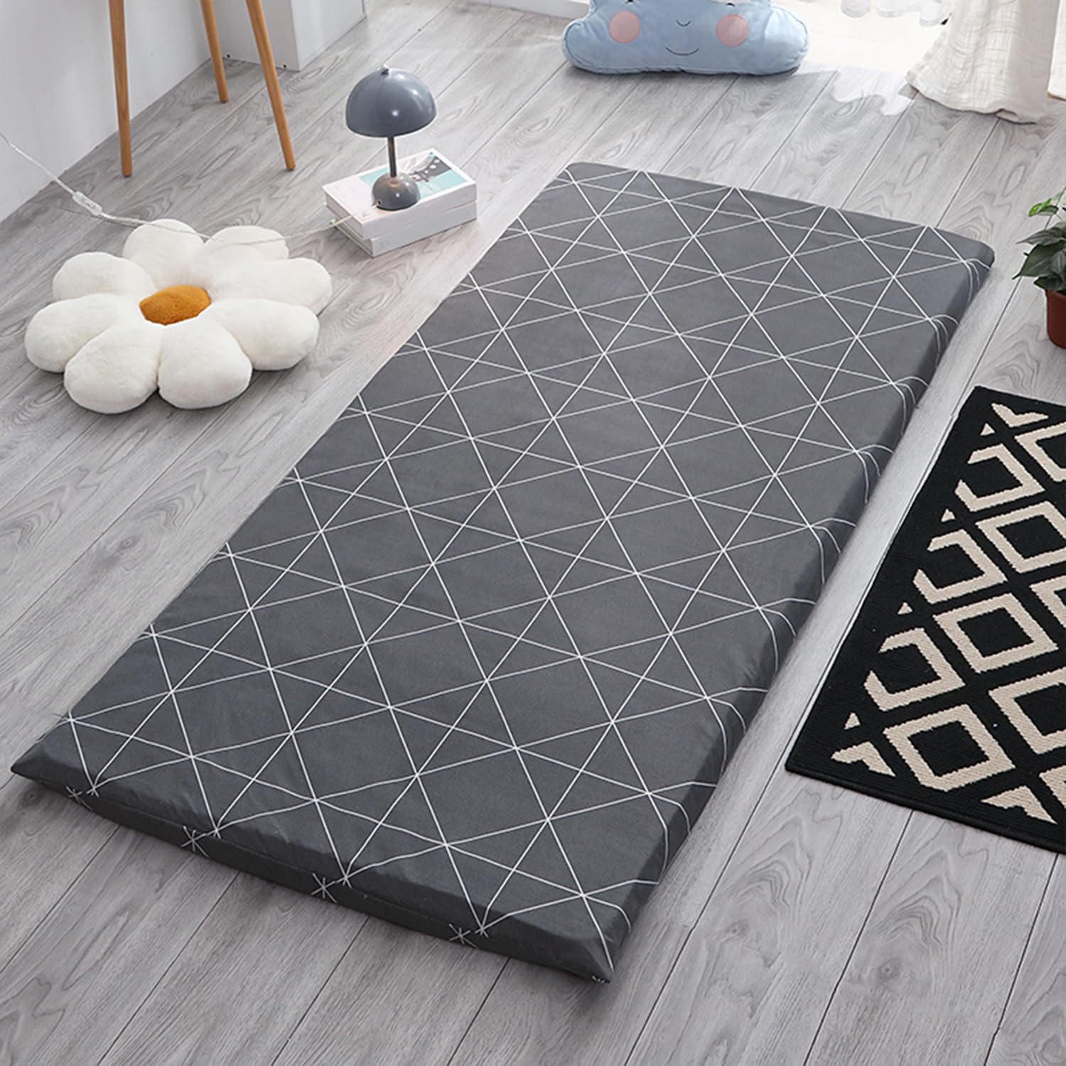 Japanese Futon Cover,Futon Floor Mattress Cover with Zipper,100% Cotton Protection Cover for Shikibuton Futon Mattress,Soft Skin-Friendly Washable,Style8,Queen/150x200cm