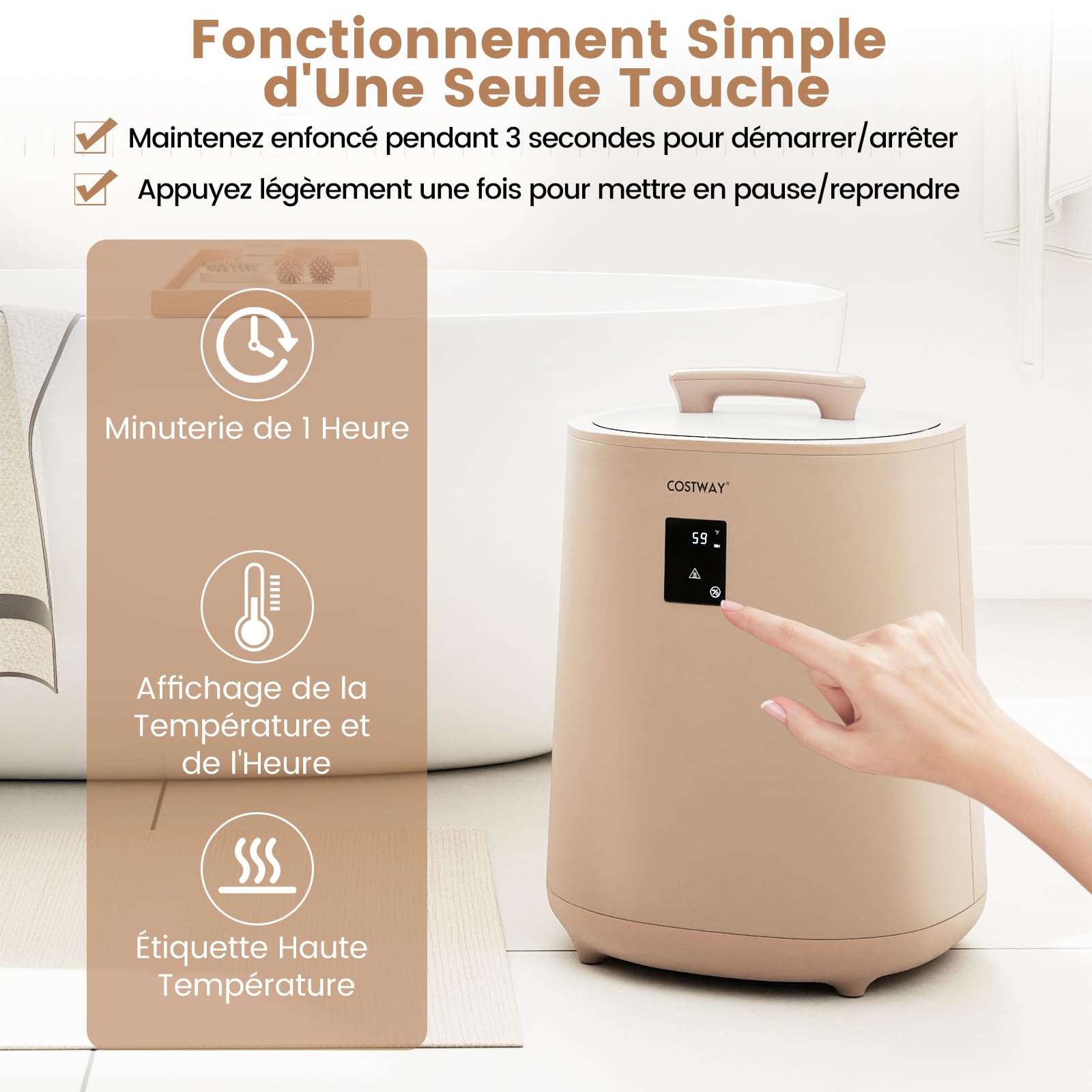 RELAX4LIFE Chauffe-Serviettes Esthetique 18L avec Température Réglable, Affichage LED, Minuterie, Support de Disque Parfumé, Arrêt Automatique,Verrouillage pour Salle de Bain Spa (Blanc, 18L|style2)