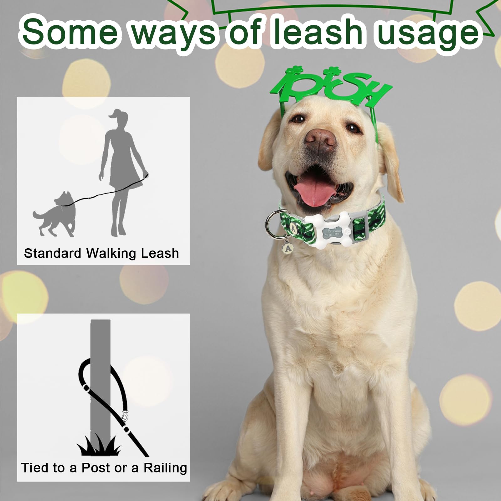 ARING PET St. Patrick‘s Day Hundehalsband – Verstellbar, Baumwolle, Mit Kleeblatt-Design & Schnellverschluss