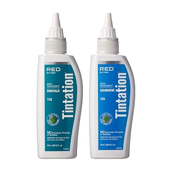 RED by Kiss Hair Color Kit - Tintation Mix & Match All-Inclusive Bleach and Two Semi-permanent Hair Colors (Blue Hawaii)