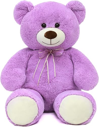 Toys Studio Oso de peluche grande de 36 pulgadas, lindo animal de peluche gigante, oso de felpa suave para novias y niños, color morado