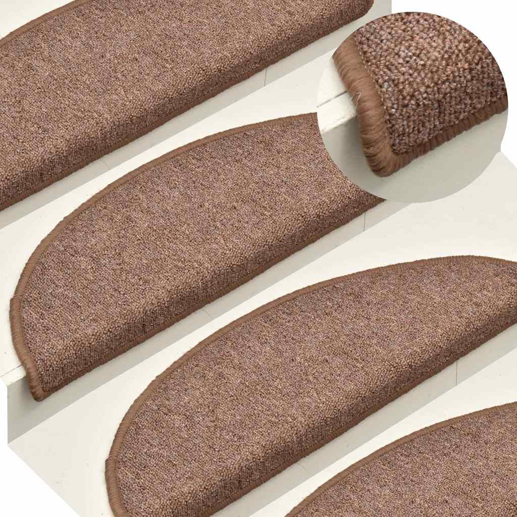 Brązowe Nakładki na Schody z Tuftowanego PP, 15 Sztuk, 56x17x3 cm,