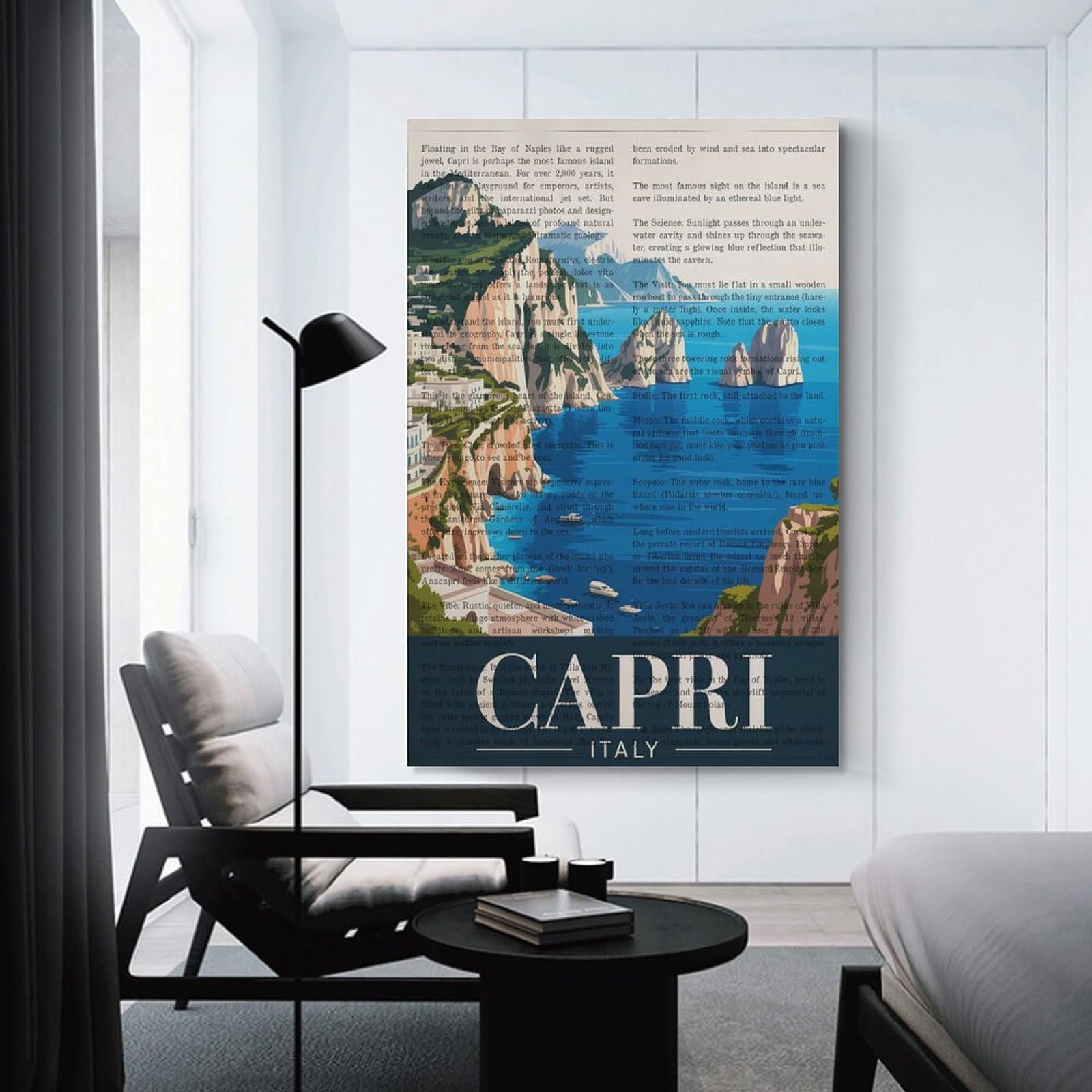 Junmoney Capri Italy Travel Canvas Wall Decor 20x30inch(50x75cm), for Entrance Walls, Hall Decor Or Foyers, Wall Decor to Refresh Empty Corners