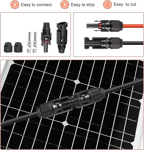 Miniatura 5 de MECCANIXITY Cable de panel solar de 98 pies, 10 AWG 6 mm2, cable de cobre estañado, rojo para RV, barco, panel solar marino