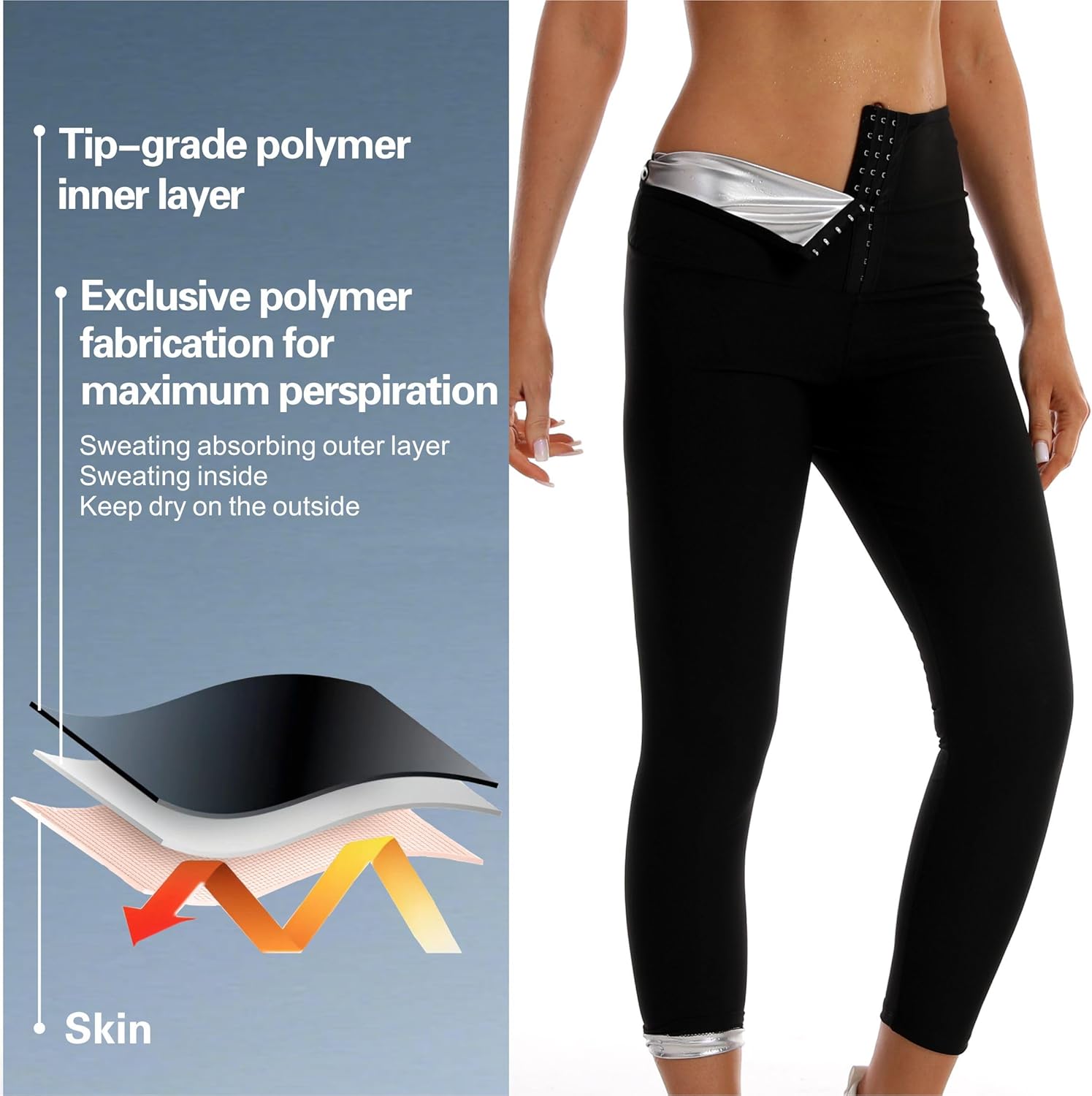 Sauna Suit for Women High Waist Slimming Tummy Control Workout Leggings, Corset Waist Trainer Body Shaper Fitness - Image 4