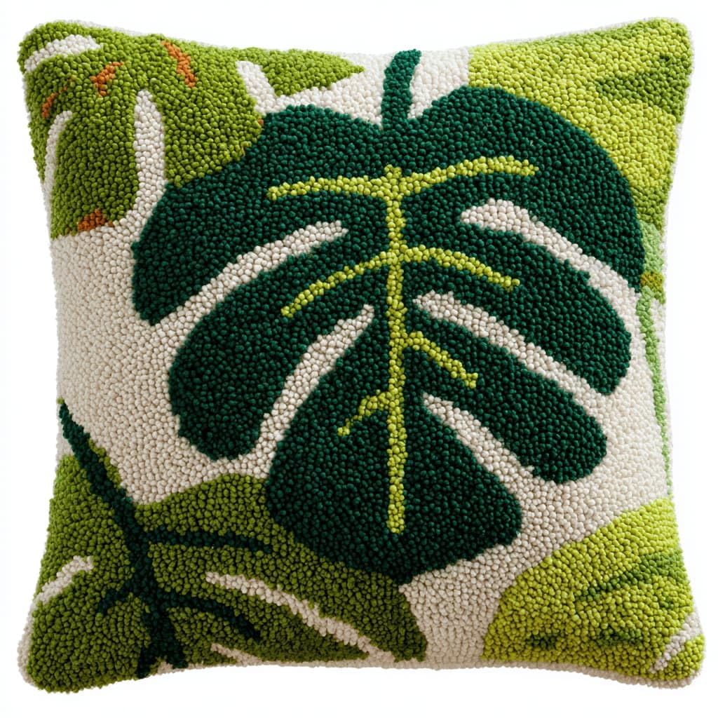 Kitquiver Beginner Latch Hook Cushion Kit,Leaf Decor Pillow Cover 43X43Cm
