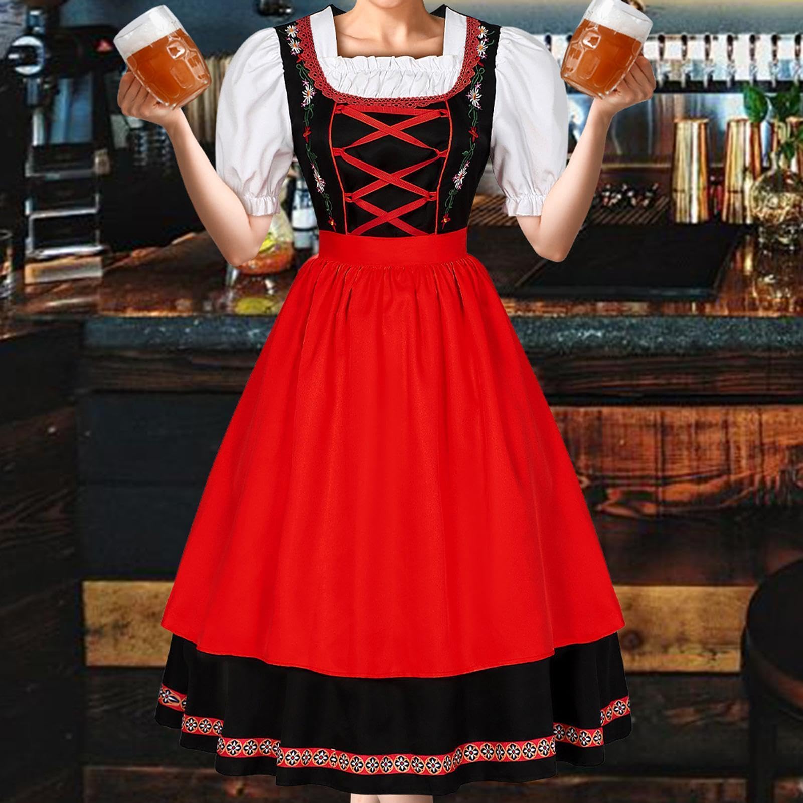 Costumi Bavaresi Oktoberfest Donne Costume Da Cameriera Halloween Di Ruolo | Costume Oktoberfest Femminile Per Halloween Carnevale Natale Festività Esibizioni Sceniche Masquerade Teatro
