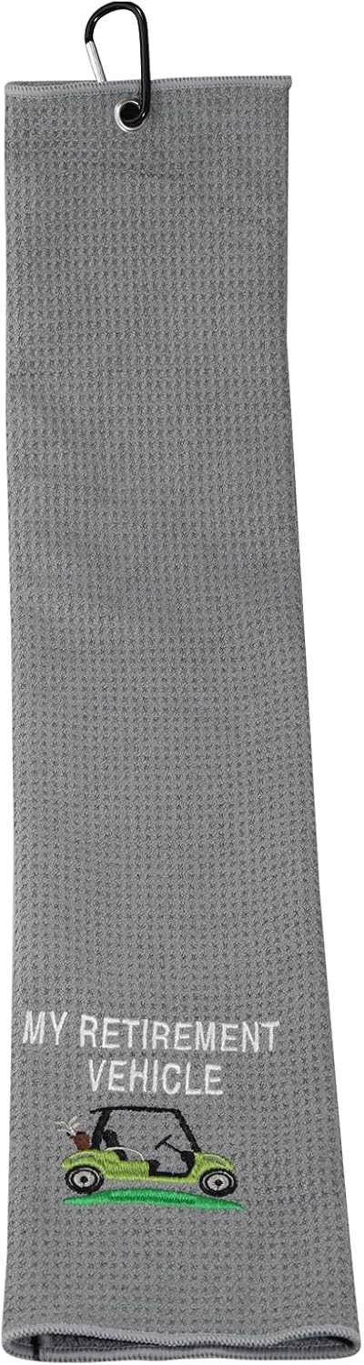 review My Retirement Vehicle Golf Towel with Clip Golf Gifts Funny Retirement Gifts for Dad, Papa (Retirement Vehicle T)