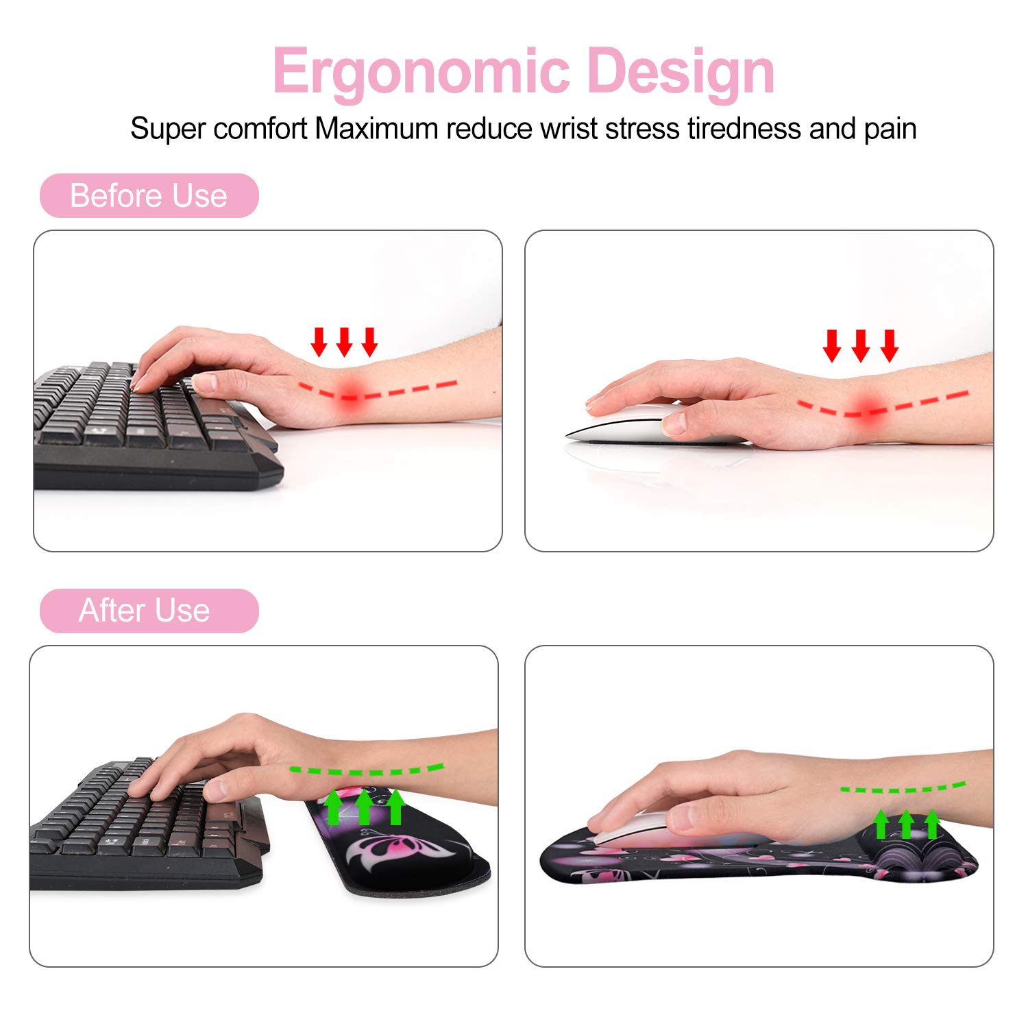 ToLuLu Keyboard Wrist Rest & Mouse Pad Set - Ergonomic Support -5