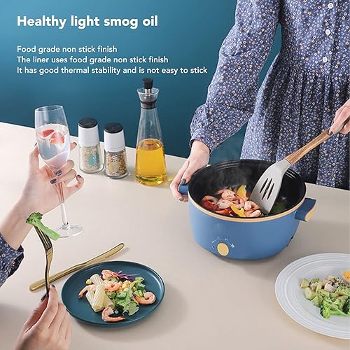 Miniatura 5 de Olla caliente eléctrica, 2.5L 800W 3 control de velocidad Shabu Shabu Olla caliente Ramen olla multifuncional antiadherente portátil de una sola