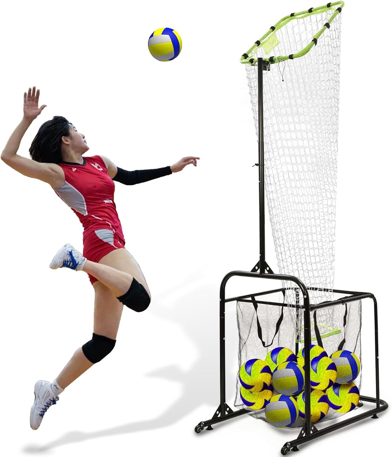 Volleyball Setter Training Equipment Volleyball Training Net With Adjustable Height & Angle - Setting, Passing & Spiking Practice Setter Training Net With Steel Base