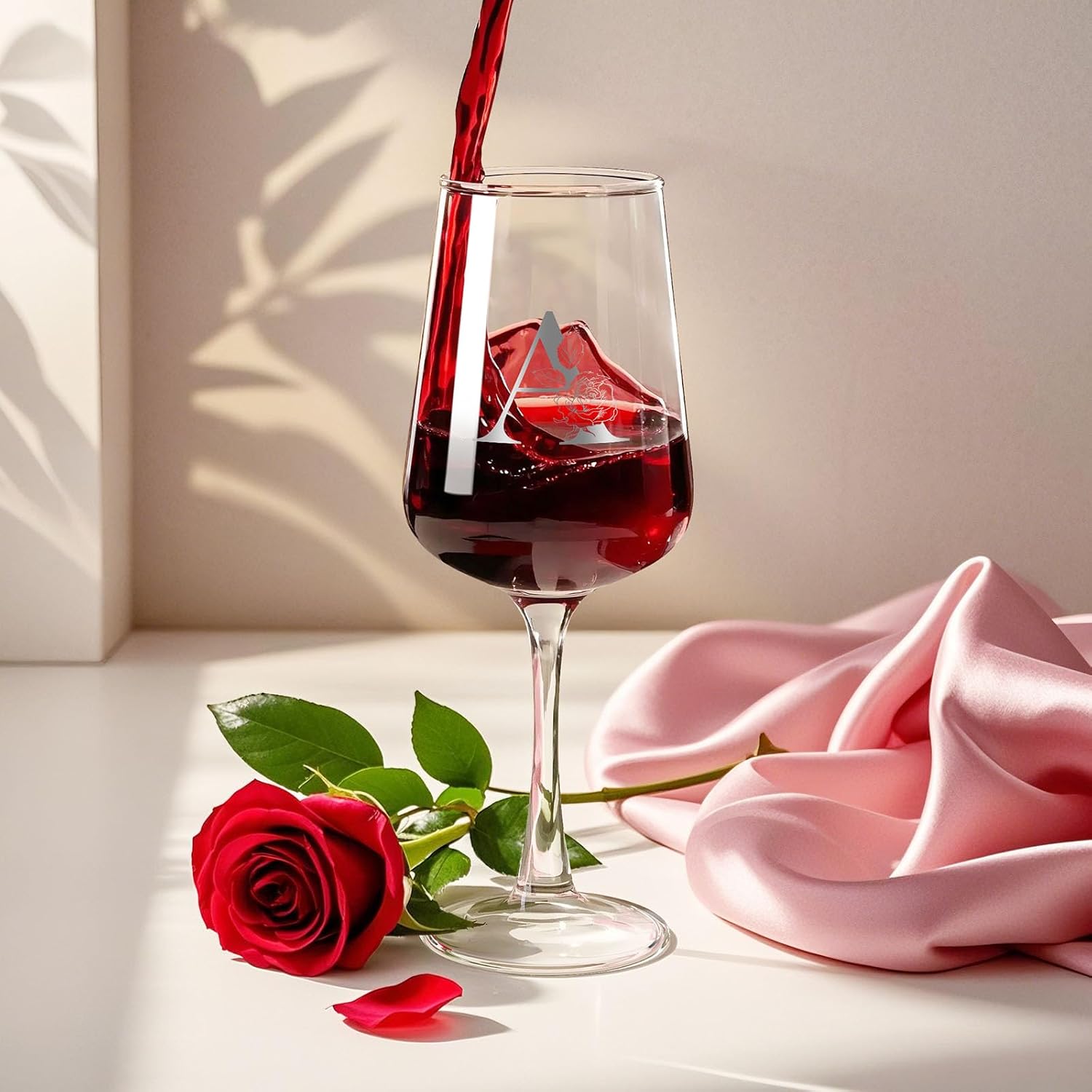 Valentines Day Gifts for Her Women - Personalized Initial Wine Glasses Custom Gift, Galentines Gift Christmas Mothers Day Birthday Gifts for Women Her Mom Wife Best Friend Sister (A) - Image 3