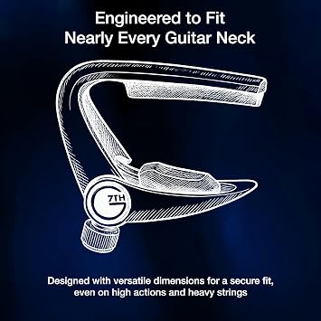 G7th Newport 5 String Partial Silver Guitar Capo - Lightweight with Adjustable Tension Control - Protective Silicone Pads - Capo for Acoustic and Electric Guitar - UK Designed