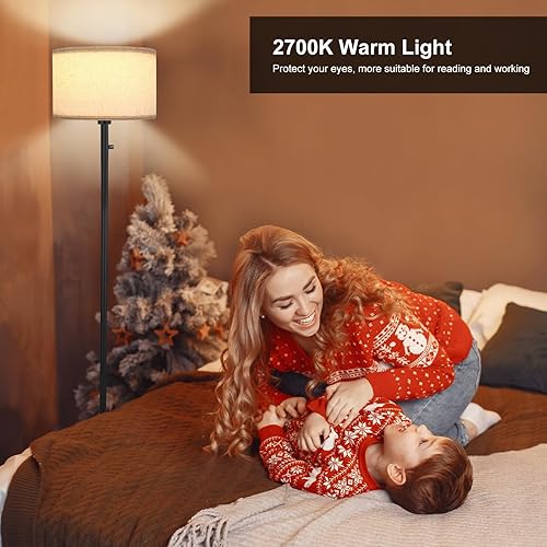 Miniatura 6 de Lámparas de pie para sala de estar, lámpara de pie regulable continua, lámpara de pie moderna con interruptor giratorio, pantalla de lino beige,