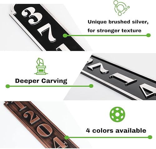 Vista 179 de Placa de dirección de metal personalizada, letreros de números para placa de pared de casa, letrero de dirección de nombre de calle, números de casa