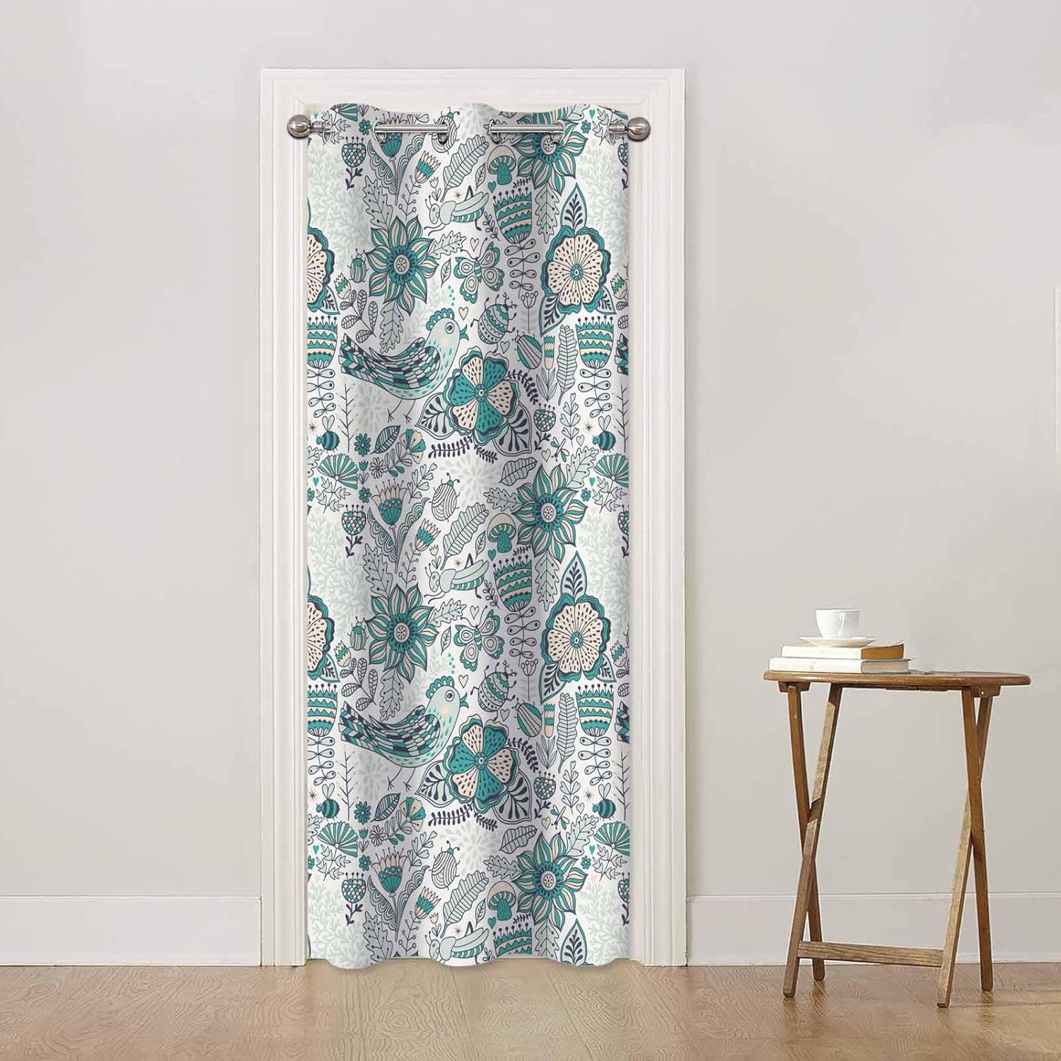 Chinese Painting Sliding Door Curtain Mountains Rivers Clouds Pines Doorway Privacy Blackout Curtain Door Dividers Closet Door Cover Curtain 34" W X 80" L,1 Panel