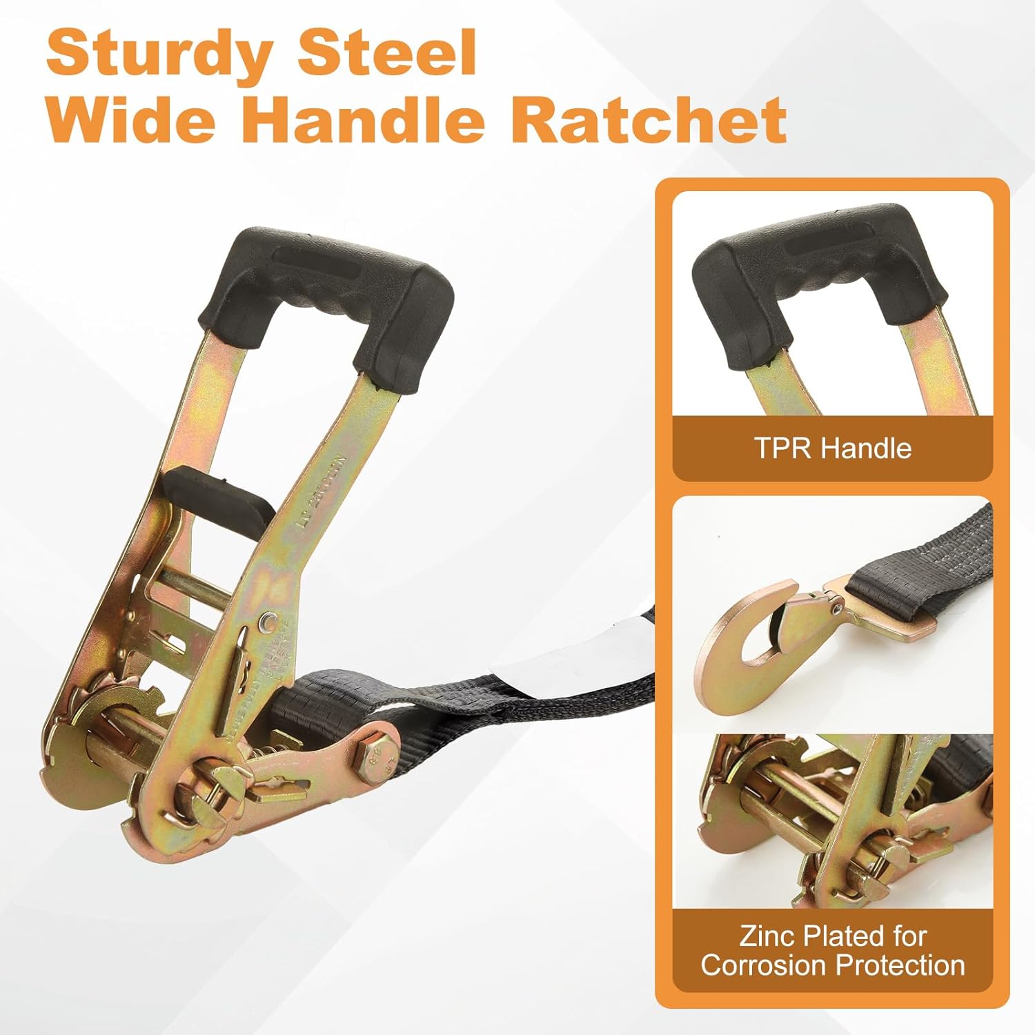 4 Pack Car Tie Down Straps for Trailers 2'' x10' Ratchet Strap with Snap Hooks, 10000 LBS Break Strength, Heavy Duty Trailer Strap 24'' and 36'' Axle Straps, for Car, Truck, UTV（Black）